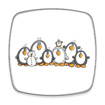Penguin family with snowman - Square fridge magnet - white - Front