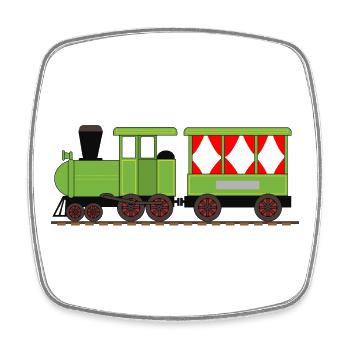 Steam locomotive train railway - Square fridge magnet - white - Front
