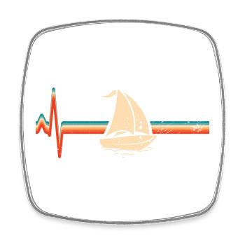 Segeln Segler Segelboot Herzschlag Vintage Retro - Viereckiger Kühlschrankmagnet - Weiß - Vorne