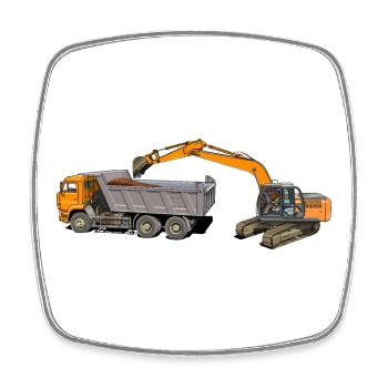 Bagger belädt LKW - Viereckiger Kühlschrankmagnet - Weiß - Vorne