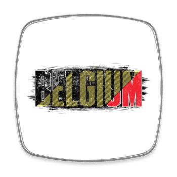 Drapeau de la Belgique en lettres grasses - Magnet carré - blanc - Devant