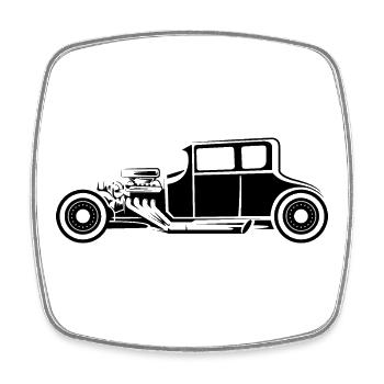 Icône d’illustration de voiture Hot Rod Oldtimer - Magnet carré - blanc - Devant