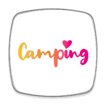 Camping Verlauf Herz pink Quote Fan Camper Outdoor - Viereckiger Kühlschrankmagnet - Weiß - Vorne