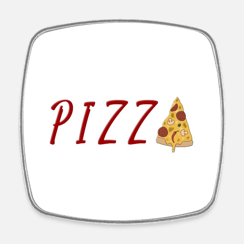 PIZZA - Viereckiger Kühlschrankmagnet - Weiß