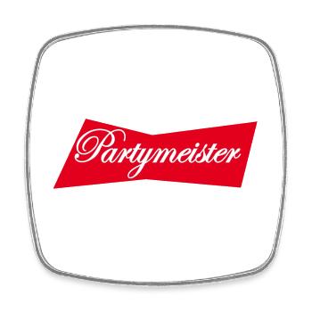 Partymeister - Viereckiger Kühlschrankmagnet - Weiß - Vorne