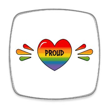 Regenbogen LGBT Stolzes Herz - Viereckiger Kühlschrankmagnet - Weiß - Vorne