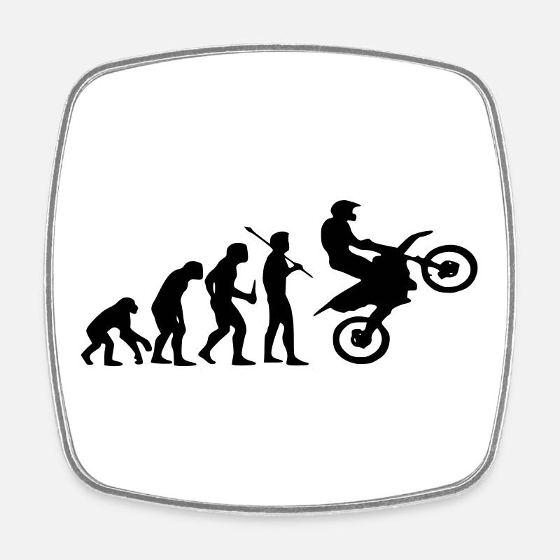 Evolution Monkey au Motocross - Magnet carré - blanc