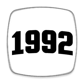 Jahr 1992, 30 Jahre alt, Geschenk zum 30. Geburtstag - Viereckiger Kühlschrankmagnet - Weiß - Vorne