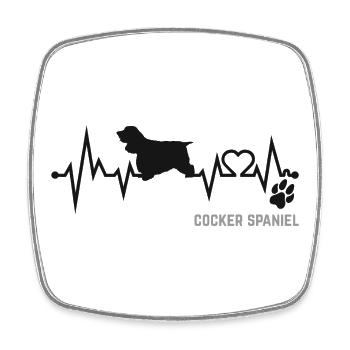 Cocker Spaniel Heartbeat Pulse ECG Cadeau pour chien - Magnet carré - blanc - Devant