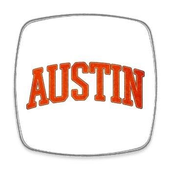 Austin Varsity Schriftzug - Viereckiger Kühlschrankmagnet - Weiß - Vorne