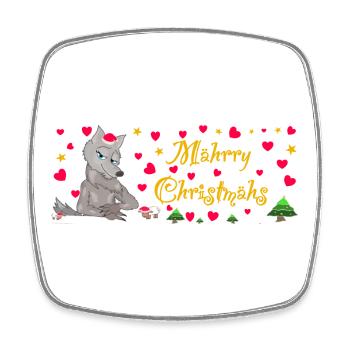 Iconic Wolf Christmas, MÄHrry Christmähs Stern - Square fridge magnet - white - Front