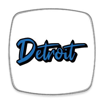 Detroit Script Blau - Viereckiger Kühlschrankmagnet - Weiß - Vorne