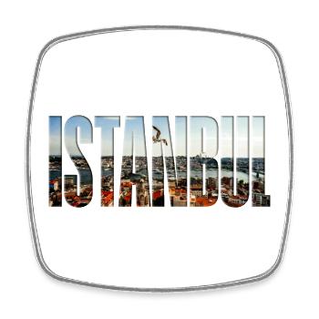 Istanbul Skyline Lettering - Square fridge magnet - white - Front