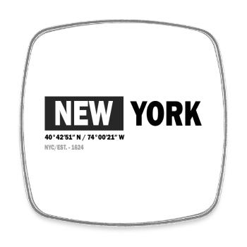 NEW YORK - Coordonnées - Magnet carré - blanc - Devant