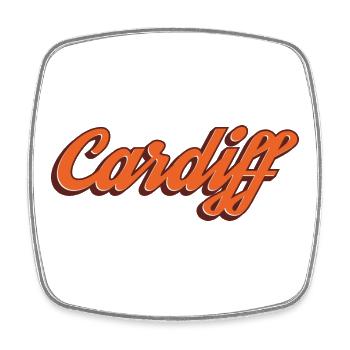 Cardiff Script Orange - Viereckiger Kühlschrankmagnet - Weiß - Vorne