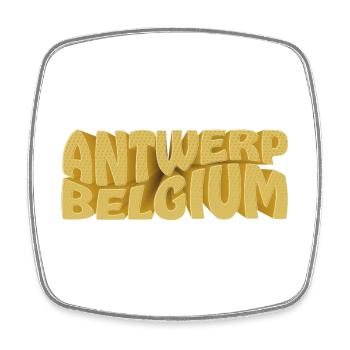 Antwerp Belgium Wortbild Retro Stil - Viereckiger Kühlschrankmagnet - Weiß - Vorne