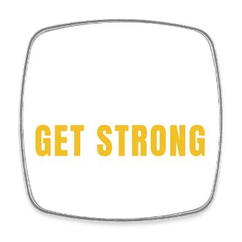 Get Fit Get Strong - Fitnessgeschenk mit Hanteln - Viereckiger Kühlschrankmagnet - Weiß - Vorne