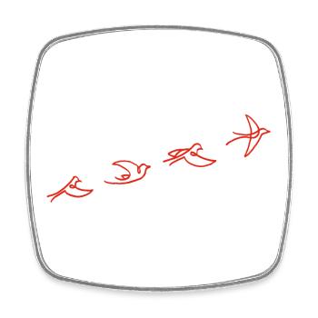 Der Flug des roten Vogels - Viereckiger Kühlschrankmagnet - Weiß - Vorne