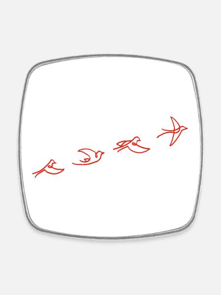Le vol de l'oiseau rouge - Magnet carré - blanc