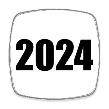 2024 white New Year's Eve New Year black - Square fridge magnet - white - Front