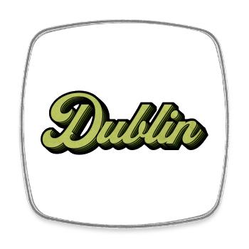 Dublin Retro Script in Lime - Square fridge magnet - white - Front