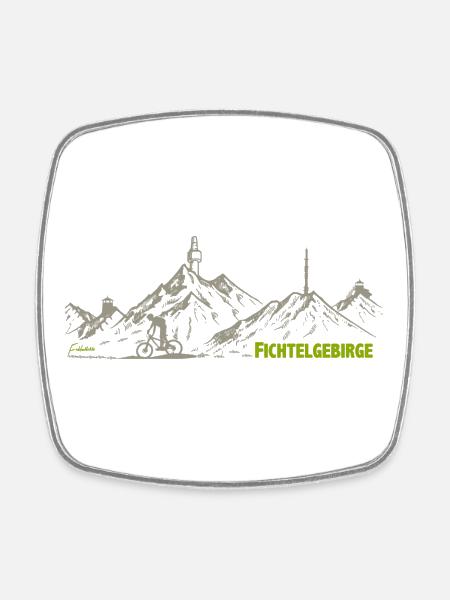 Fichtelgebirge Zeichnung mit Kösseine Schneeberg - Viereckiger Kühlschrankmagnet - Weiß