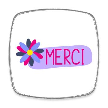 MERCI. THANKS. THANK YOU. ANNIVERSAIRE. NAISSANCE. - Magnet carré - blanc - Devant