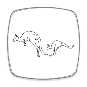 Känguru Mutter und Kind schwarzweiss - Viereckiger Kühlschrankmagnet - Weiß - Vorne