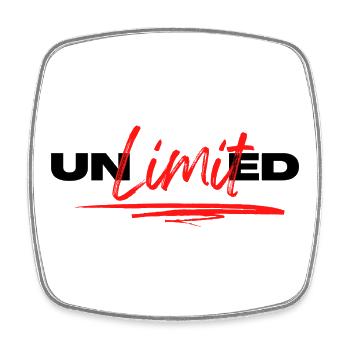Unlimited, Motivation Sportive - Magnet carré - blanc - Devant