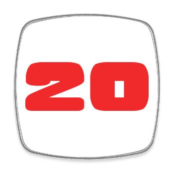 20. 20 JAHRE. 20-JÄHRIGES JUBILÄUM. GEBURTSTAG 20 JAHRE. - Viereckiger Kühlschrankmagnet - Weiß - Vorne