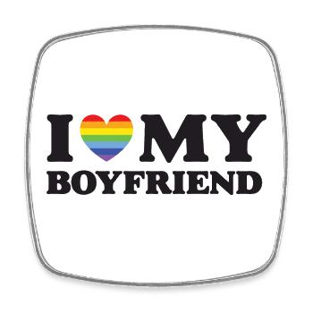 I Love My Boyfriend - LGBTQ - Square fridge magnet - white - Front