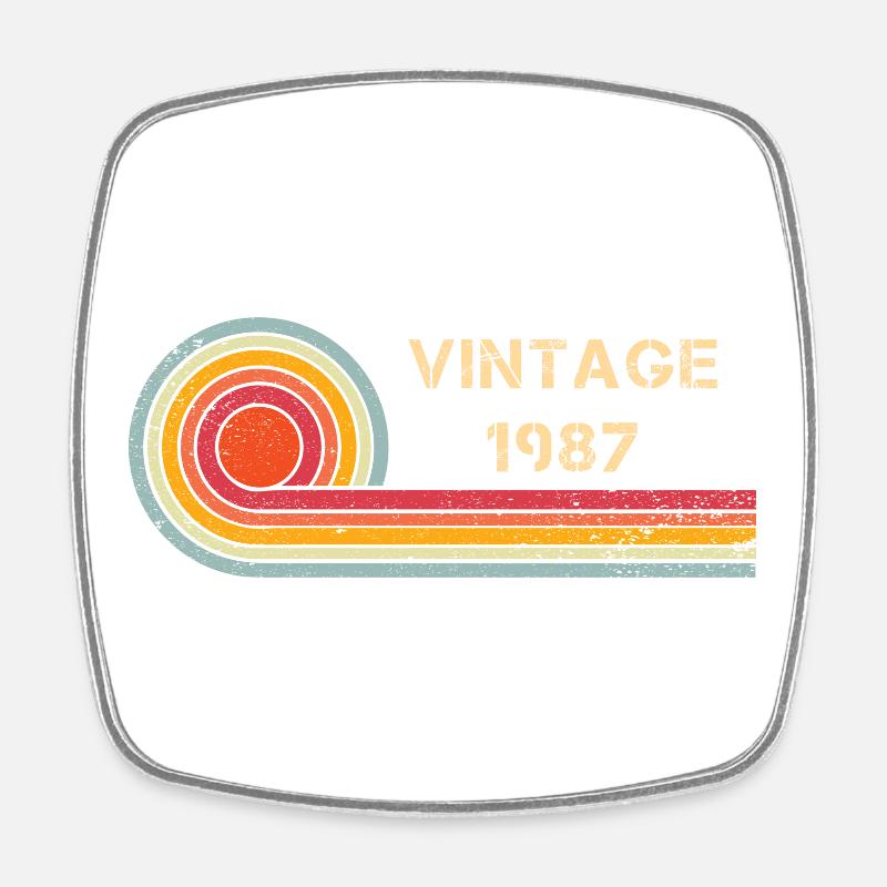 Vintage 1987 birthday retro design - Square fridge magnet - white