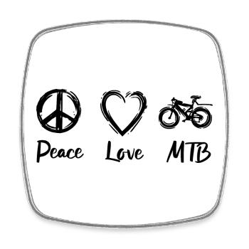 Frieden Liebe Mountainbike - Viereckiger Kühlschrankmagnet - Weiß - Vorne