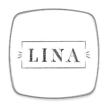 LINA - girl name in a frame - Square fridge magnet - white - Front