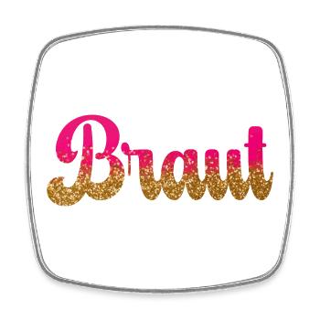 Team Braut! Pink, Gold Glitzer - Viereckiger Kühlschrankmagnet - Weiß - Vorne