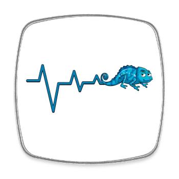 Ligne de battement de cœur caméléon bleu - Magnet carré - blanc - Devant