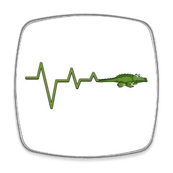 Pouls de crocodile sur ECG au néon - Magnet carré - blanc - Devant