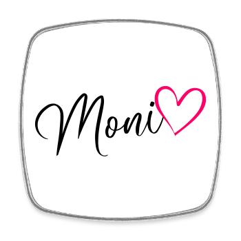 Moni Nom de famille Prénom Coeur Rose - Magnet carré - blanc - Devant