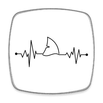 Heartbeat shark fin - Square fridge magnet - white - Front