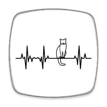 Katze EKG Herzschlag - Viereckiger Kühlschrankmagnet - Weiß - Vorne