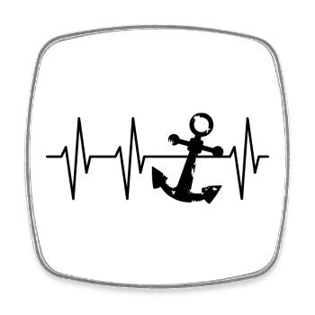 Anker puls ekg Symbol Herzschlag See Kapitän icon - Viereckiger Kühlschrankmagnet - Weiß - Vorne