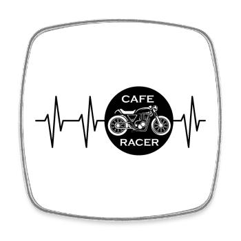 café racer symbol pulse motorcycle biker caferacer - Square fridge magnet - white - Front