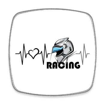 Motorcycle Racing Heartbeat Heart Love Motorcycle - Square fridge magnet - white - Front