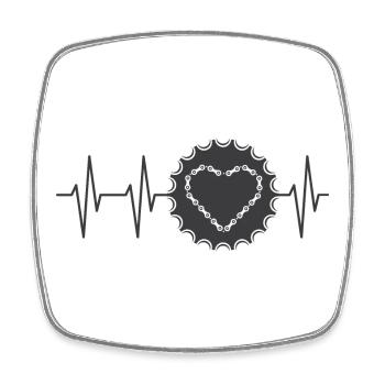 Pulse Bike Battement de coeur pignon Amour du vélo - Magnet carré - blanc - Devant