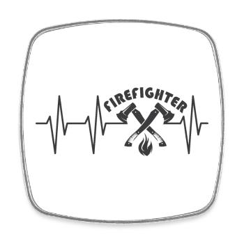 firefighter Logo Feuerwehr Symbol Herzschlag icon - Viereckiger Kühlschrankmagnet - Weiß - Vorne