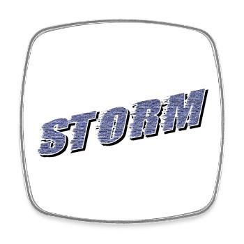 STORM Claim | Storm lettering - Square fridge magnet - white - Front