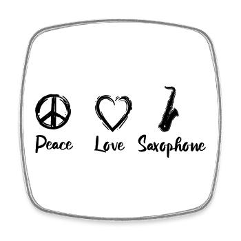 I love saxophone - Square fridge magnet - white - Front