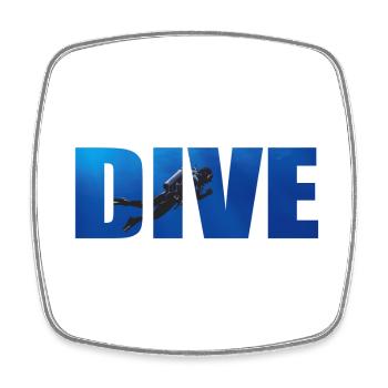Dive Text with Diver in the Ocean - Square fridge magnet - white - Front