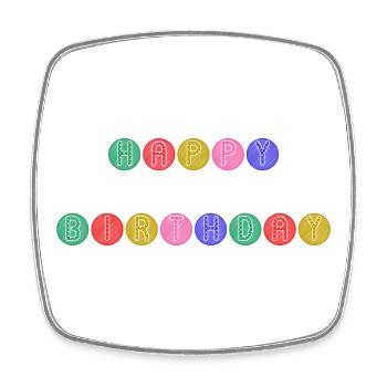 HAPPY BIRTHDAY. HAPPY BIRTHDAY. ANNIVERSARY. - Square fridge magnet - white - Front