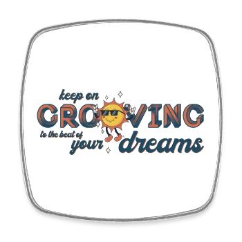 keep on grooving 70th retro music spruch - Viereckiger Kühlschrankmagnet - Weiß - Vorne